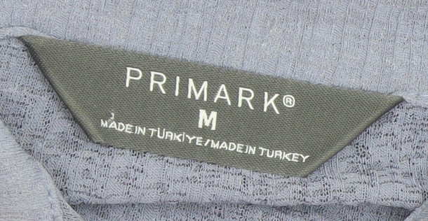 Primark Women Blue Collared Long Sleeve Button-Up Shirt Size M