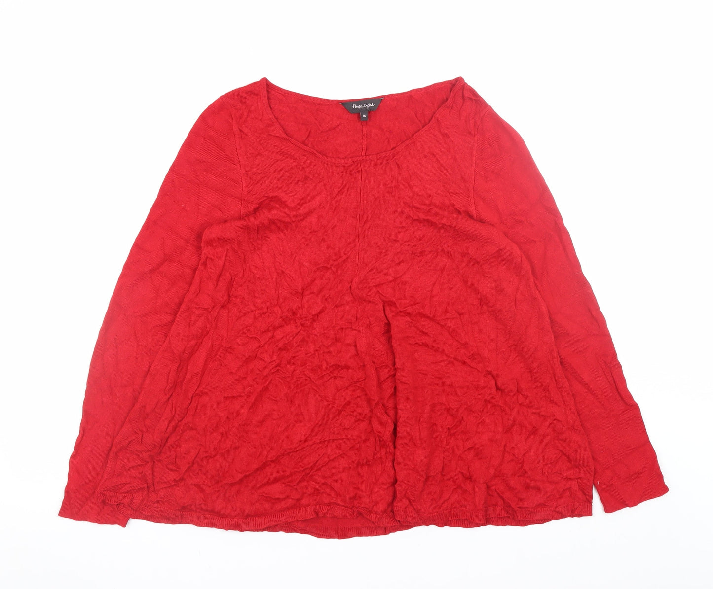 Phase Eight Women Red Size 16 Knit Shift Dress Long Sleeve