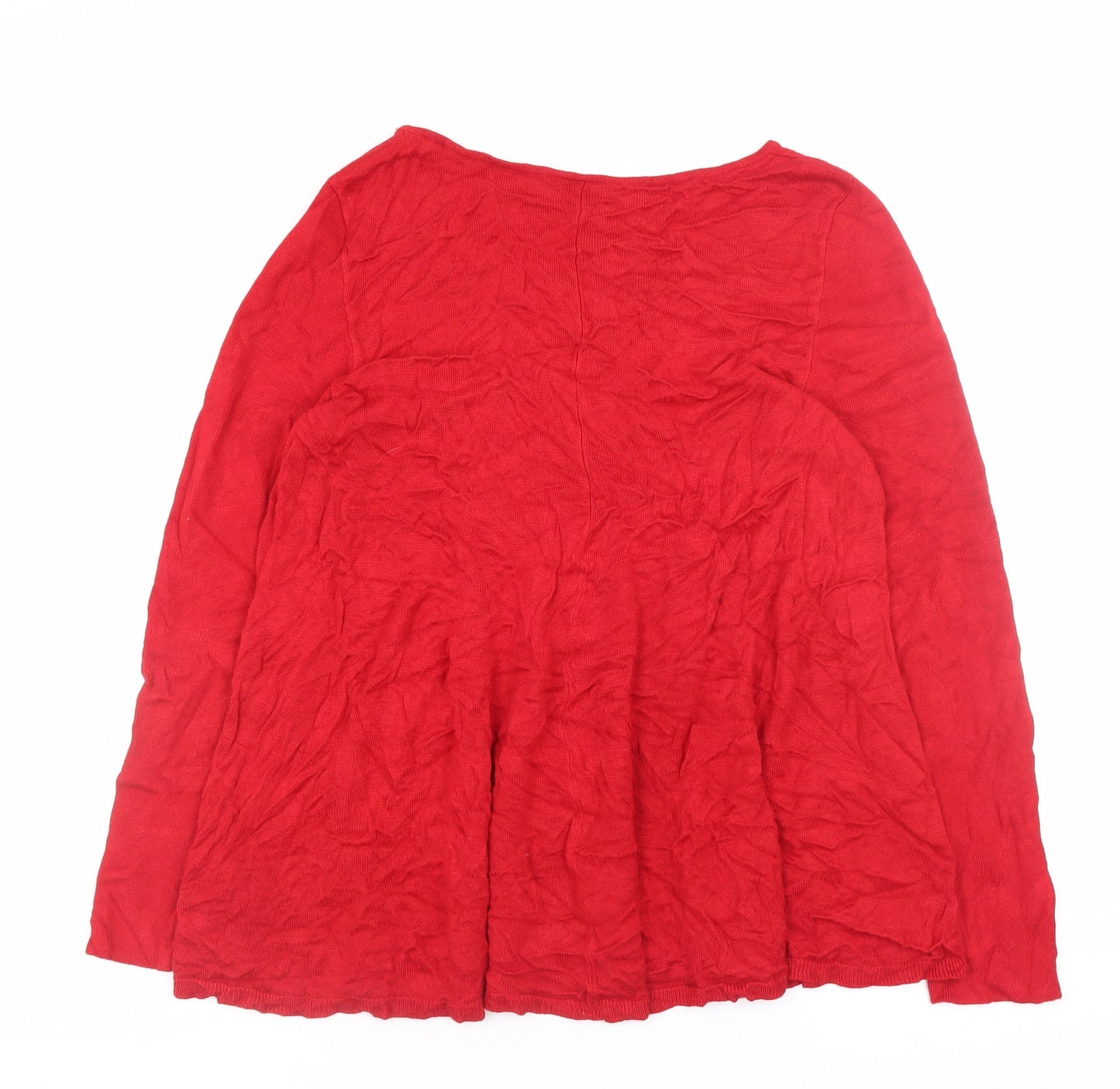 Phase Eight Women Red Size 16 Knit Shift Dress Long Sleeve
