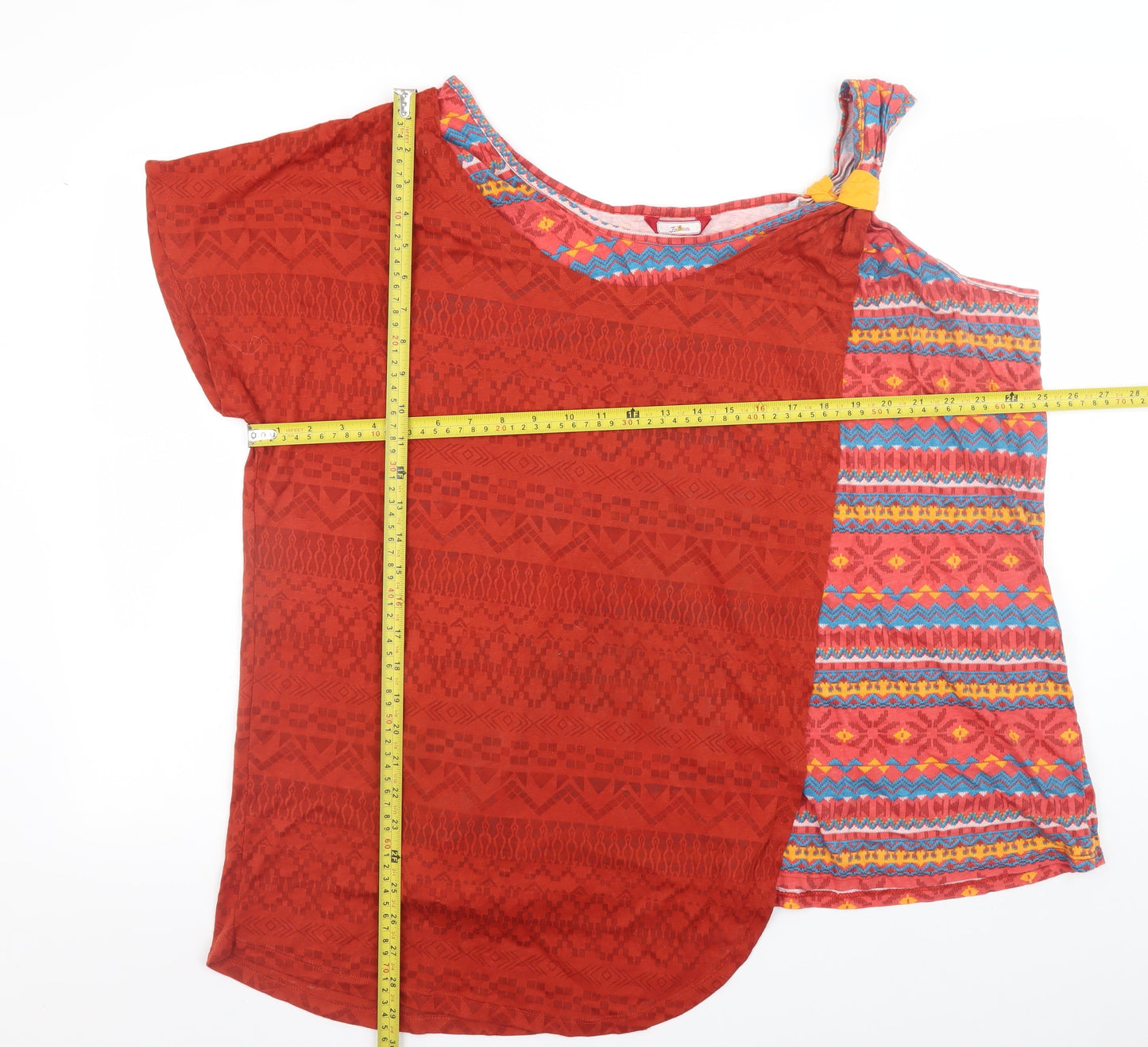 Joe Browns Women's Red Aztec Asymmetrical Tunic T-Shirt Size 26