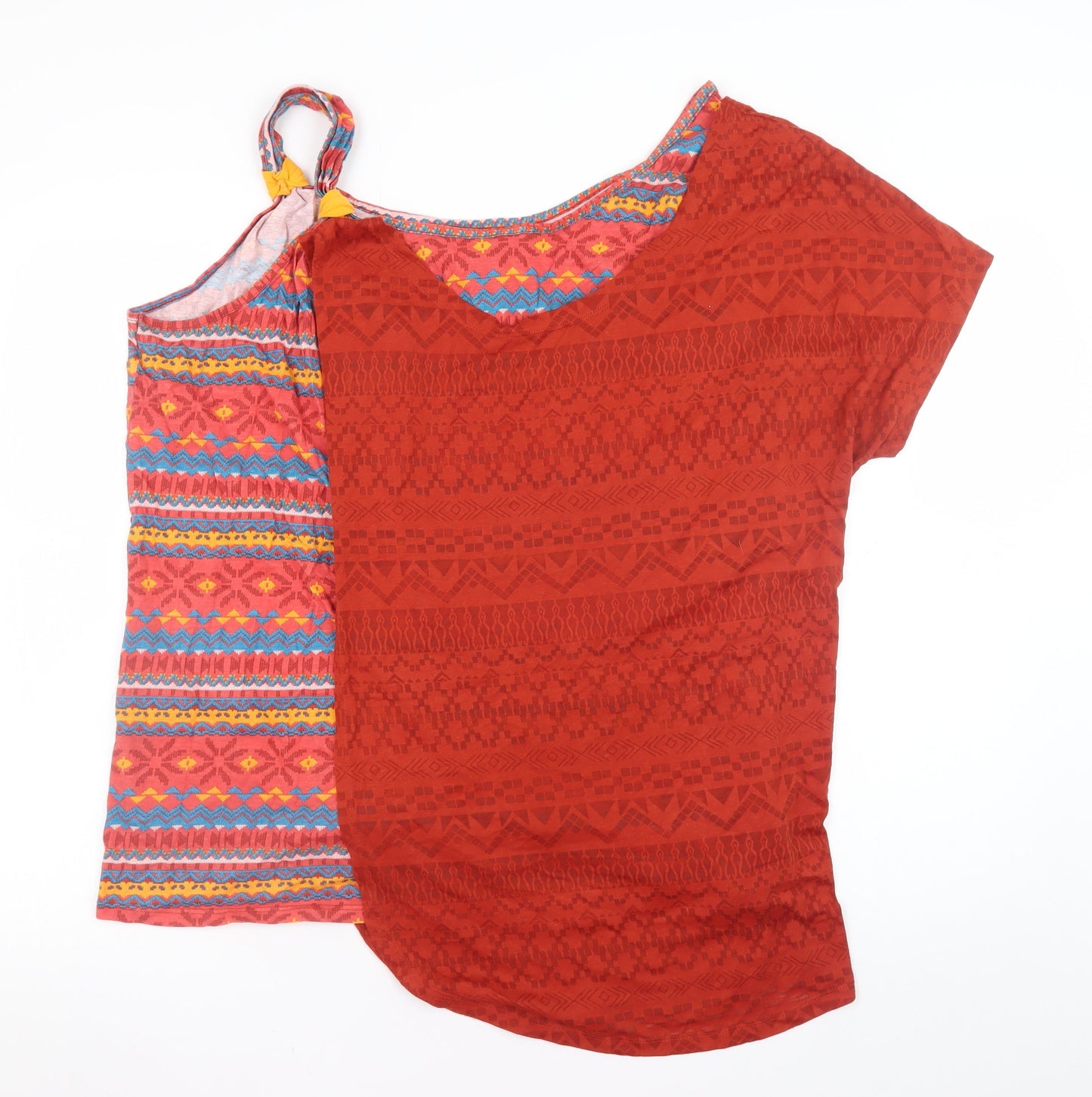 Joe Browns Women's Red Aztec Asymmetrical Tunic T-Shirt Size 26