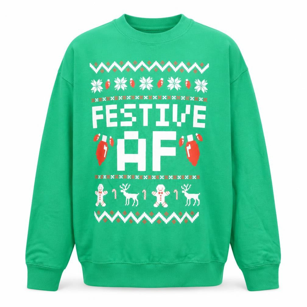 Black Matter Men's Green Festive AF Christmas Sweatshirt M