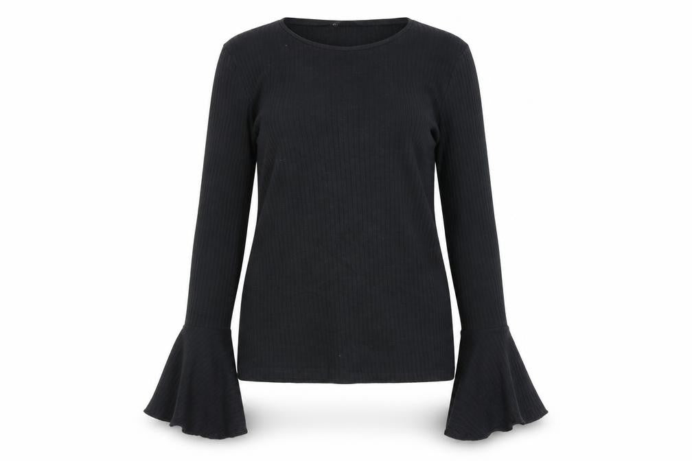 Zara Women’s Black Slim Fit Flared Sleeve Pullover Jumper Size S