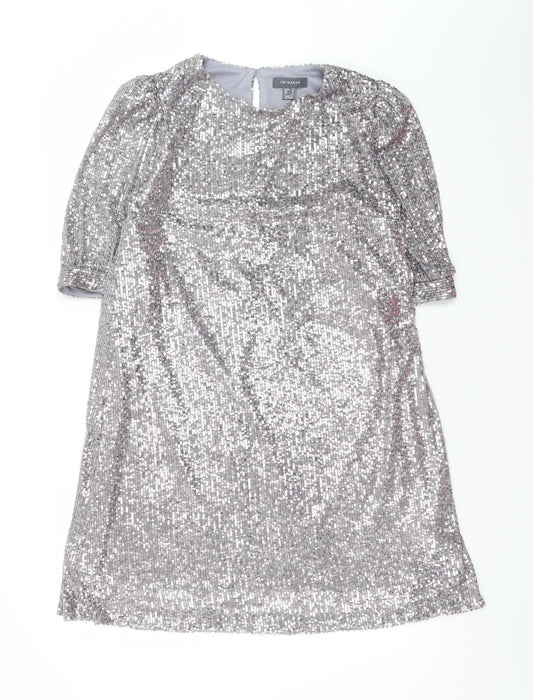 Primark Womens Silver Sequin Shift Dress Size 12 Party Wear