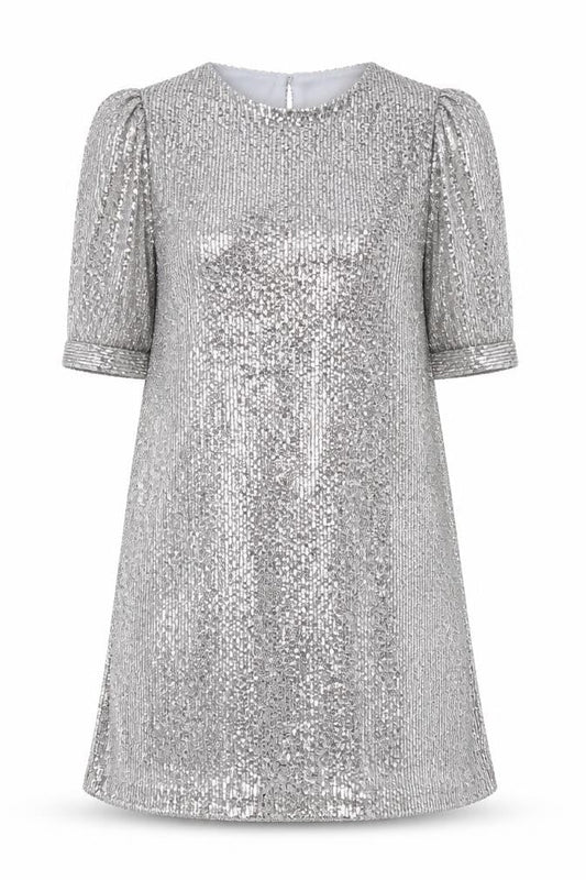 Primark Womens Silver Sequin Shift Dress Size 12 Party Wear