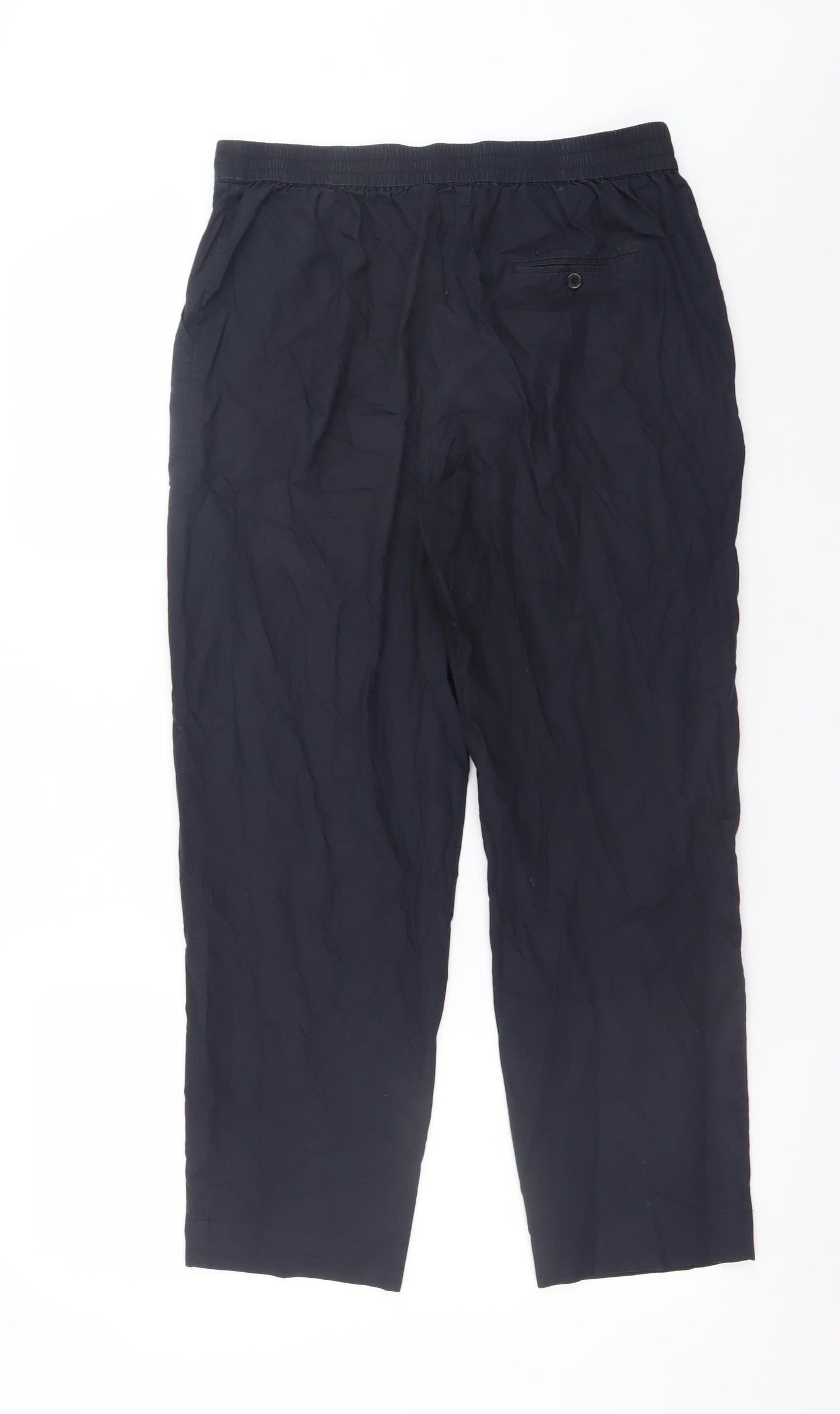 Carolyn Donnelly The Edit Women's Black Cotton Elastic Waist Straight Trousers UK 10