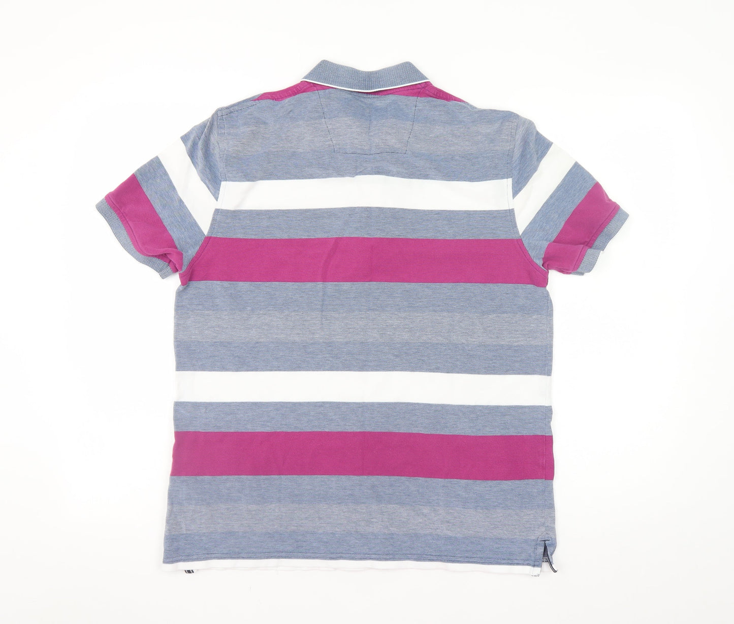 Maine New England Men's Multicoloured Striped Cotton Polo Shirt Size S