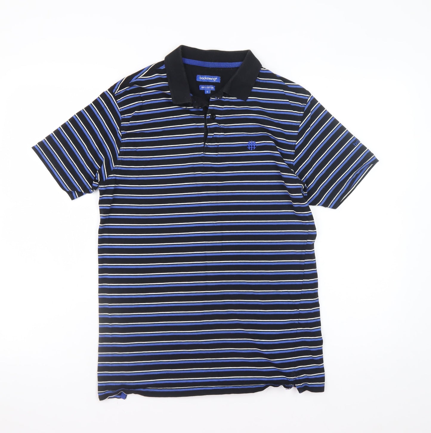 Backswing Men’s Black Striped Cotton Polo Shirt Size S