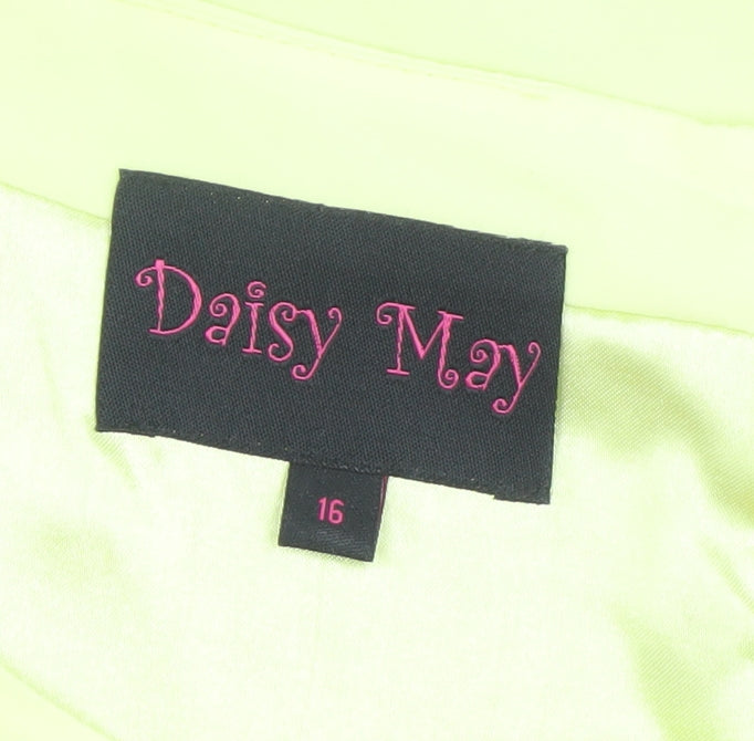 Daisy May Women's Yellow A-Line Sleeveless Beaded Chiffon Dress Size 16