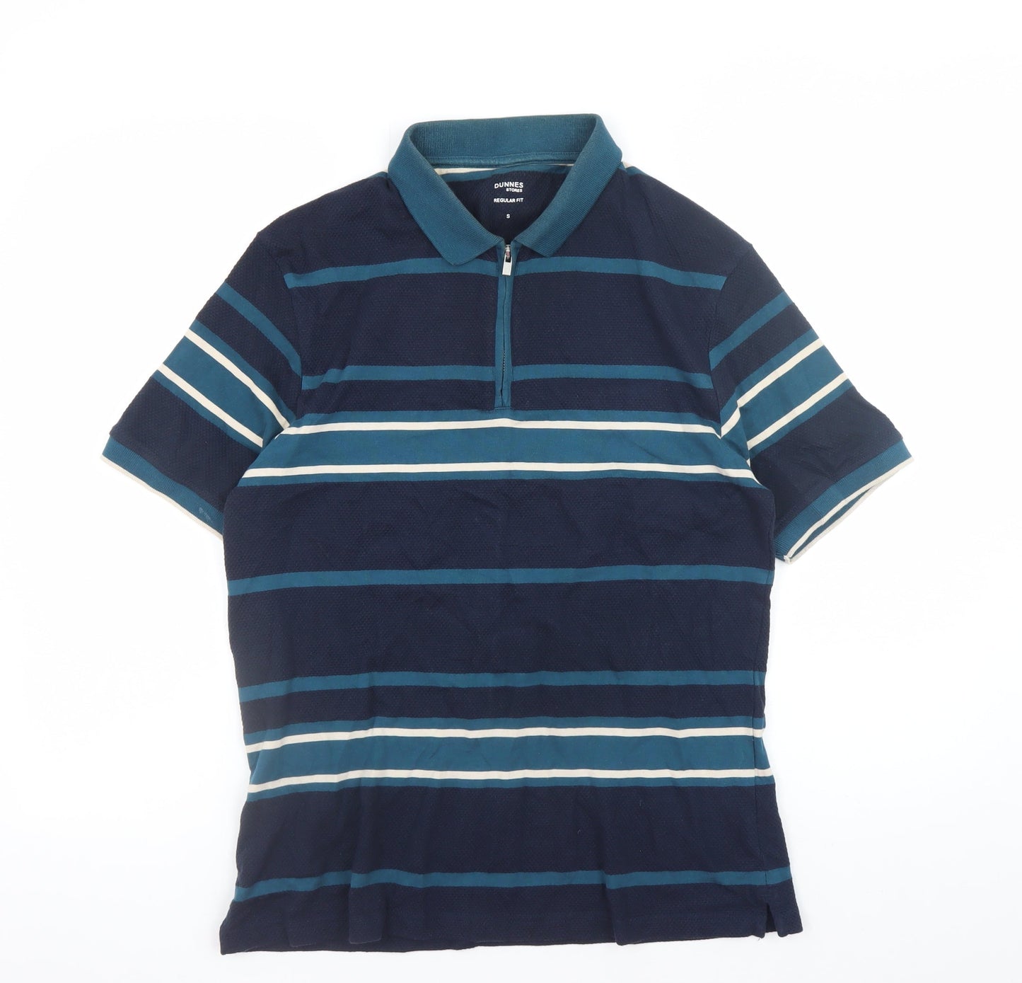 Dunnes Stores Men's Blue Striped Regular Fit Polo Shirt Size S