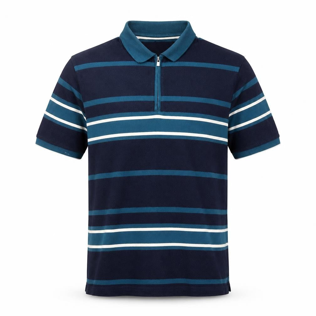 Dunnes Men's Blue Striped Regular Fit Polo Shirt Size S