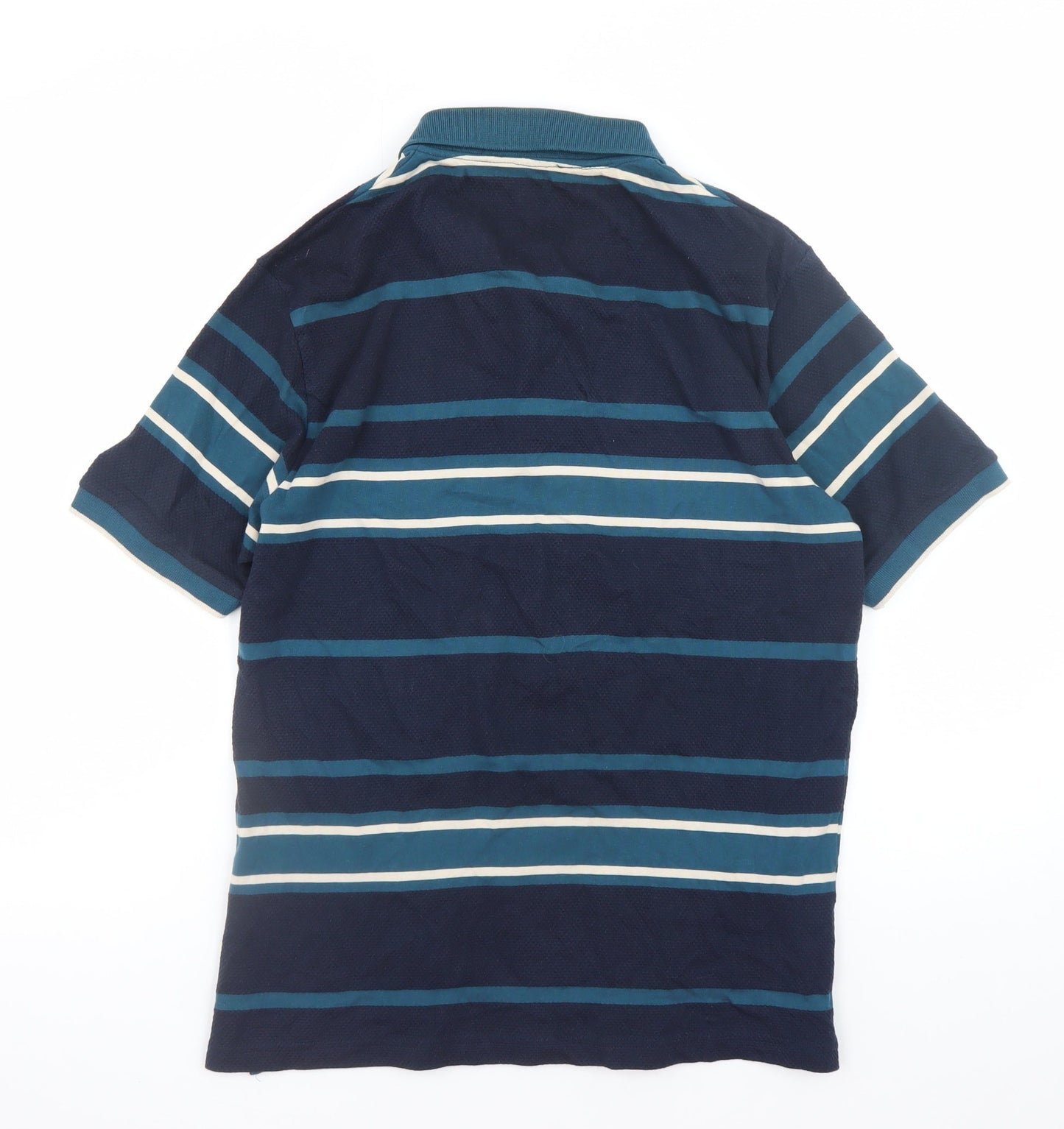 Dunnes Stores Men's Blue Striped Regular Fit Polo Shirt Size S