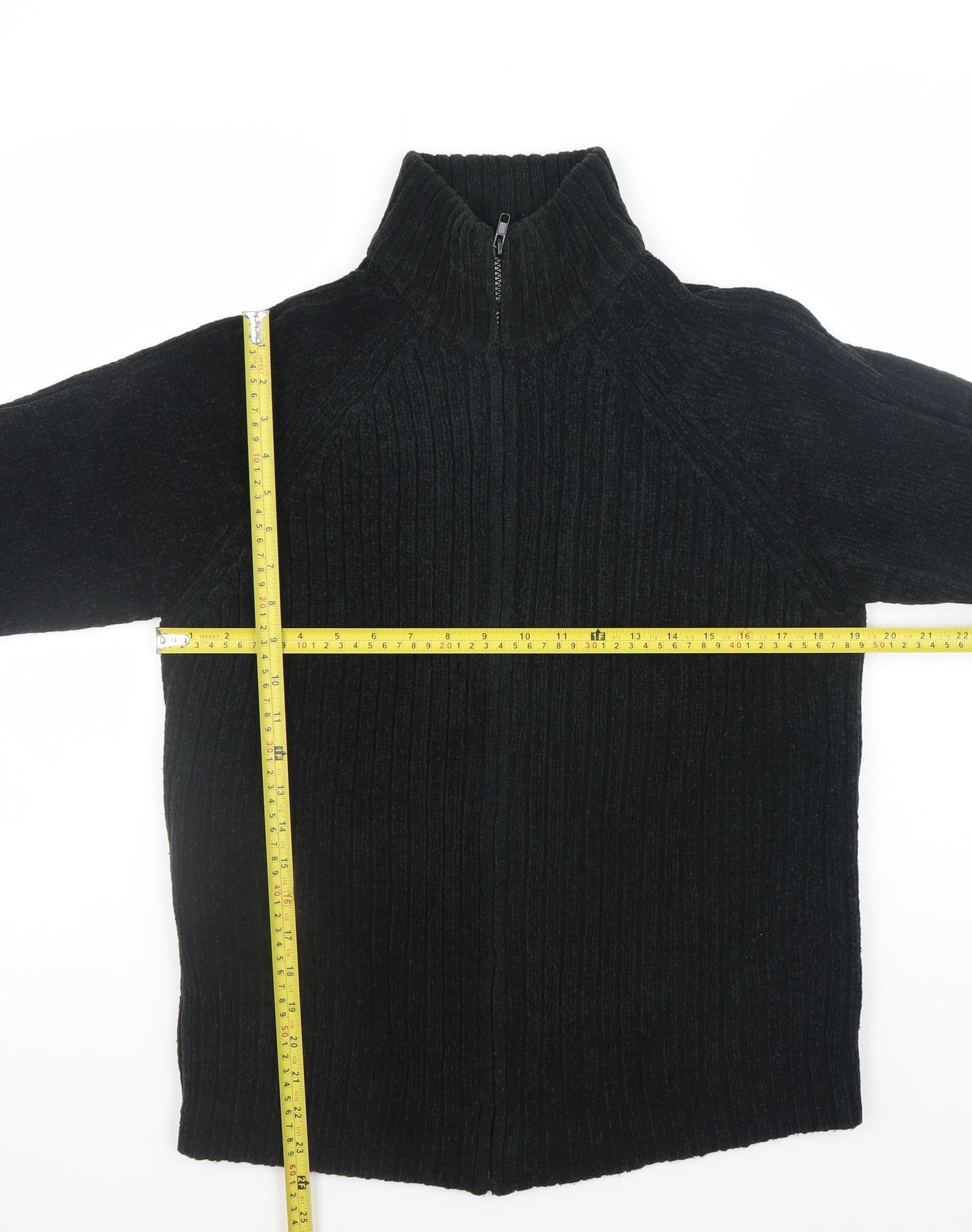 Dunnes Men’s Black Ribbed Half Zip Jumper Size S Acrylic Knit