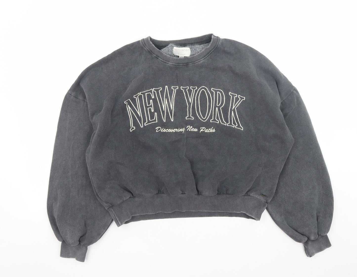 Pull&Bear Pacific Republic Teens Grey New York Pullover Sweatshirt M