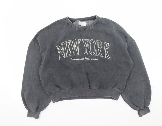 Pull&Bear Pacific Republic Teens Grey New York Pullover Sweatshirt M