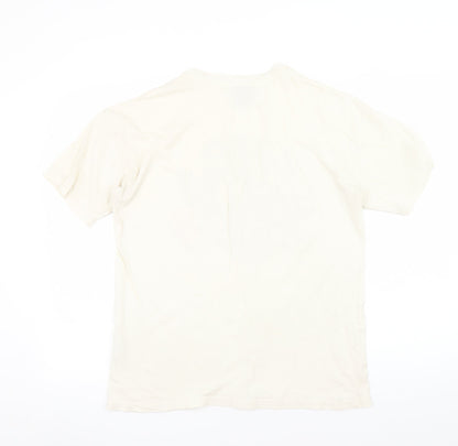 Pull&Bear Women's Ivory Rolling Stones Graphic T-Shirt Size S