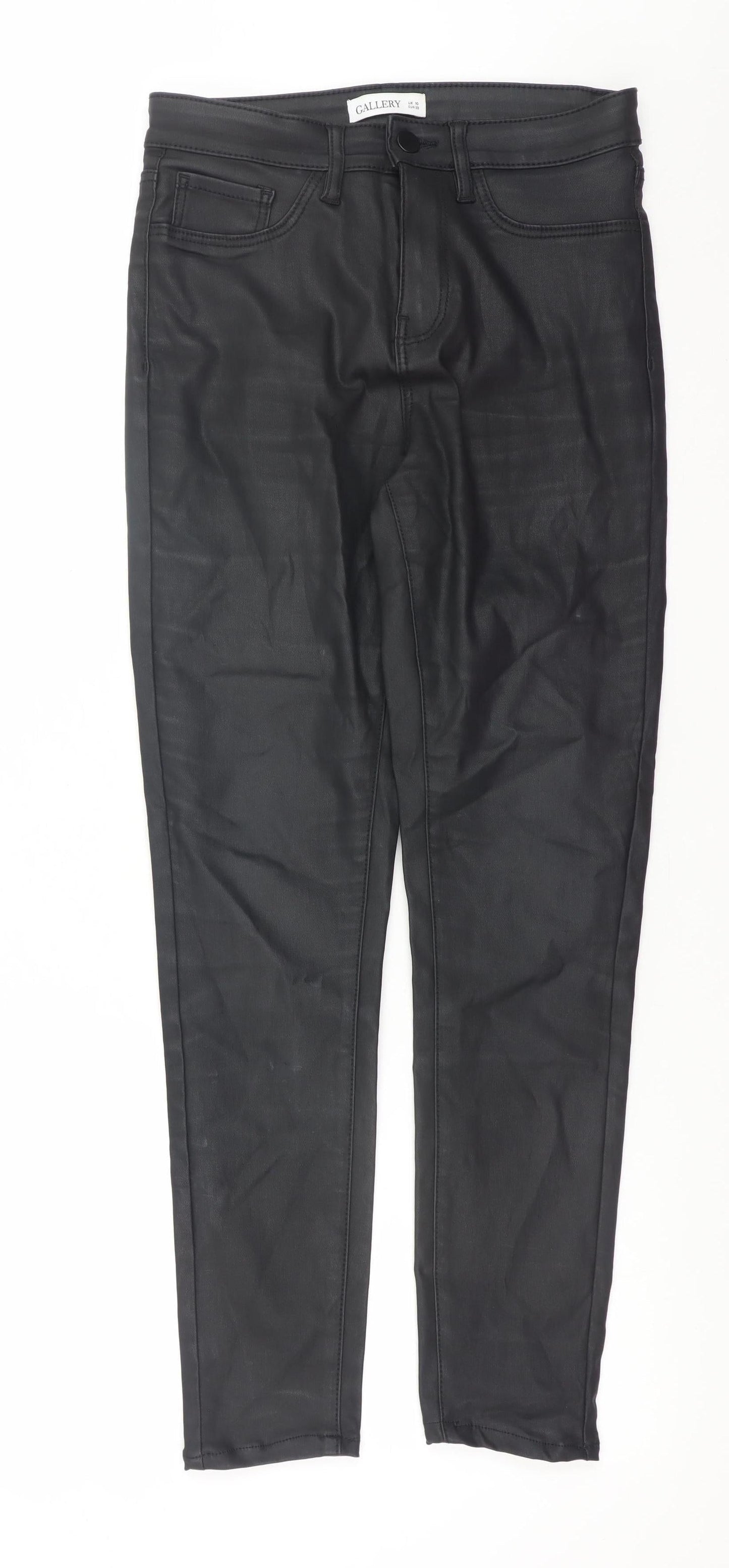 Gallery Women’s Black Faux Leather Skinny Jeggings Size 10