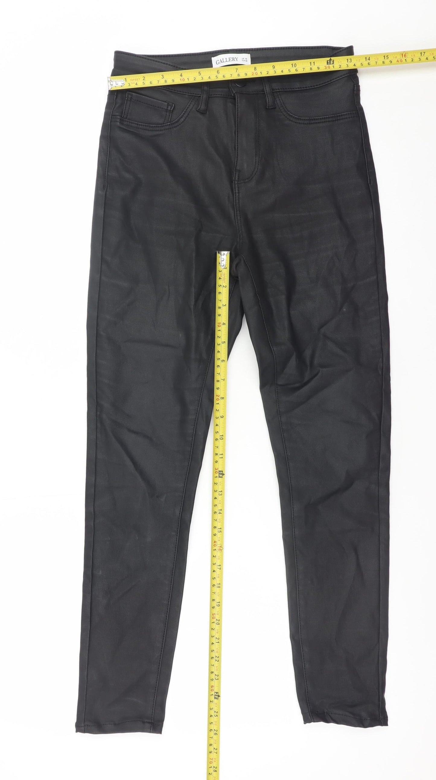 Gallery Women’s Black Faux Leather Skinny Jeggings Size 10