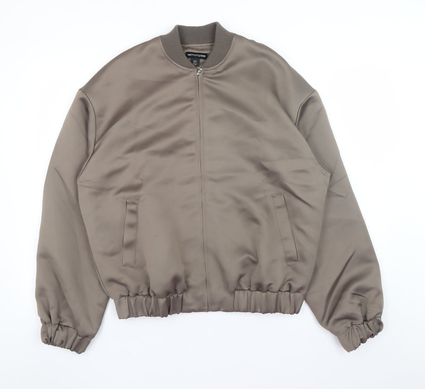 PrettyLittleThing Women’s Brown Bomber Jacket UK 4 Polyester Zip Up