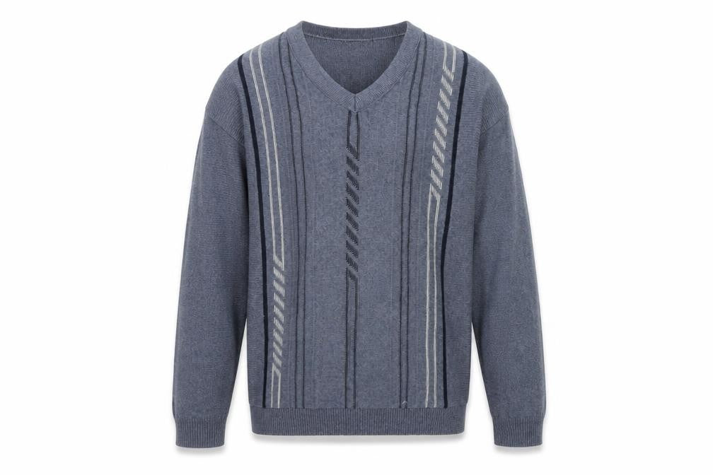 Dunnes Men Blue Geometric V-Neck Pullover Jumper Size S