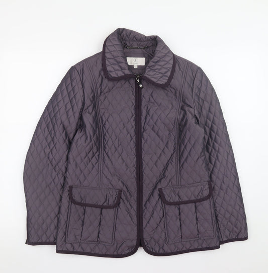 CC Petite Women's Purple Quilted Mid-Length Zip Jacket Size 8