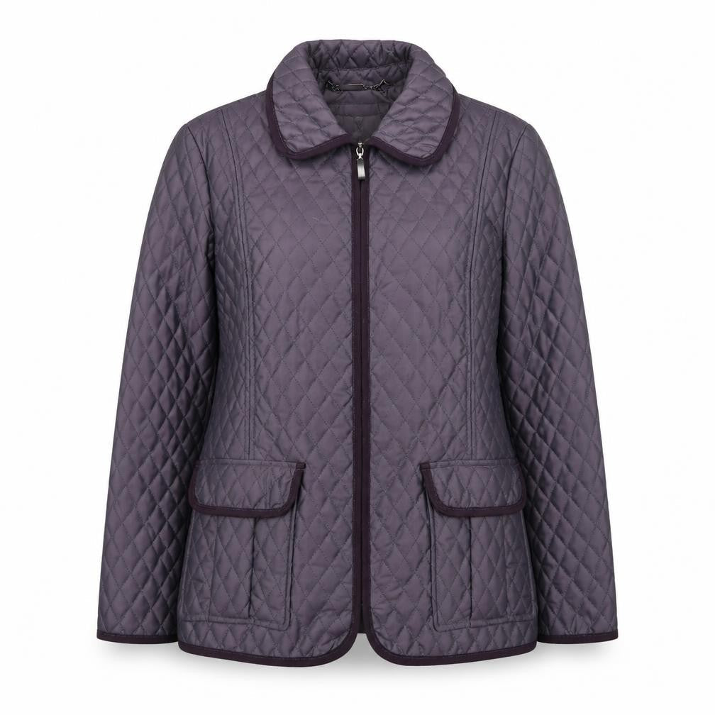 Country Casuals Petite Women's Purple Quilted Mid-Length Zip Jacket Size 8