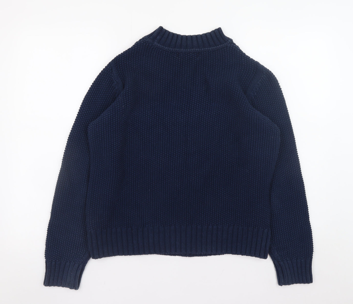 Marks and Spencer Women's Blue Cotton Cable-Knit Jumper Size 12