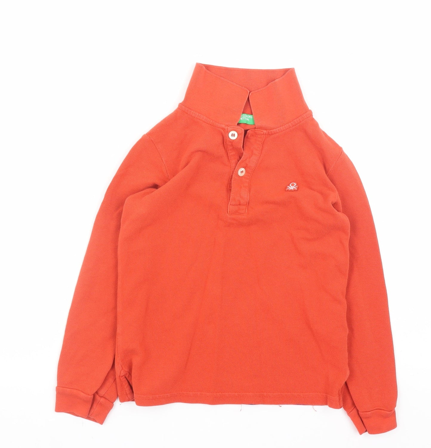 United Colors of Benetton Boys Orange Polo Long Sleeve Cotton Top 4-5 Years
