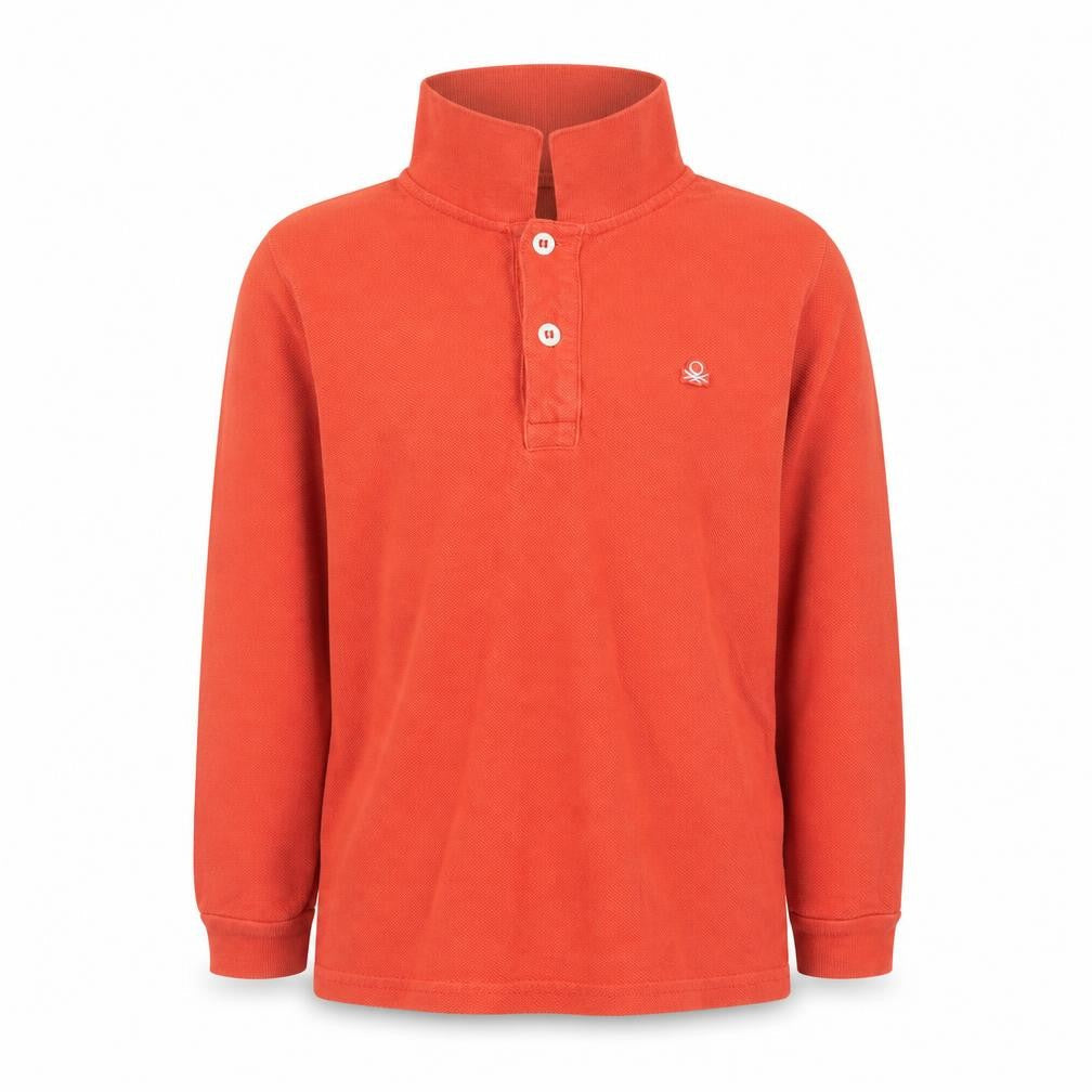 United Colors of Benetton Boys Orange Polo Long Sleeve Cotton Top 4-5 Years