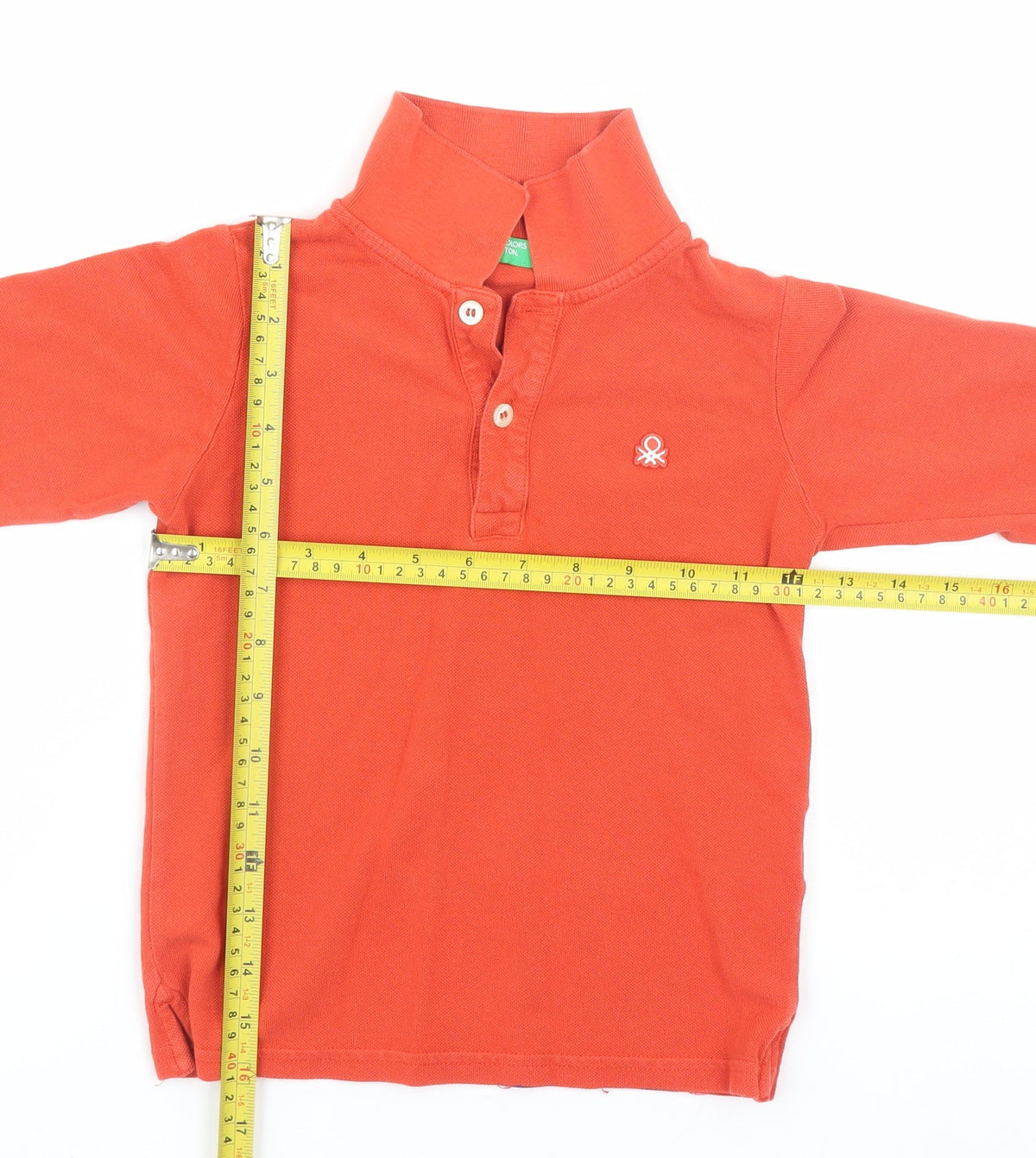 United Colors of Benetton Boys Orange Polo Long Sleeve Cotton Top 4-5 Years
