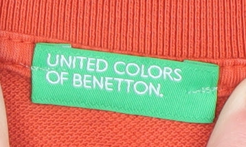 United Colors of Benetton Boys Orange Polo Long Sleeve Cotton Top 4-5 Years