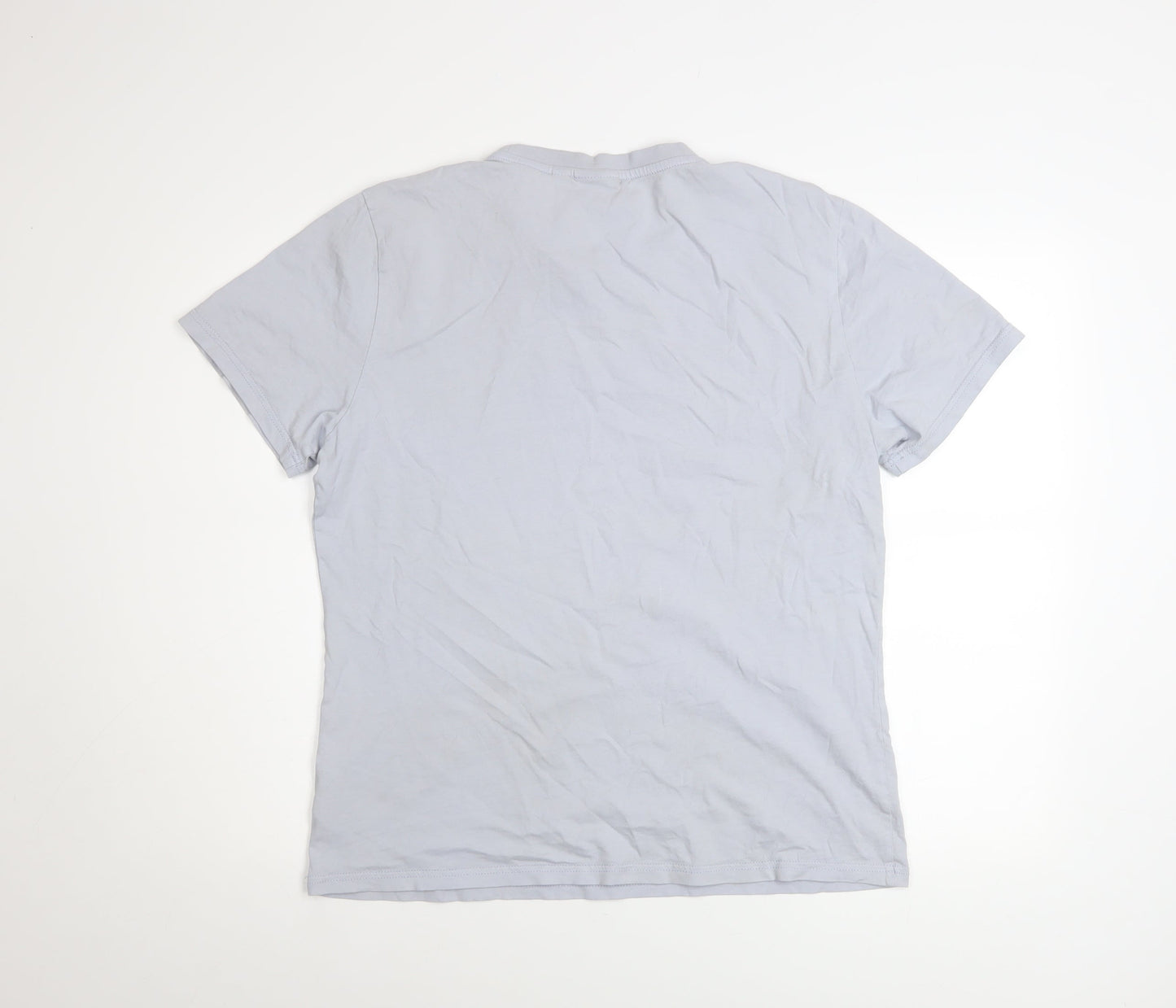 Napapijri Men Grey Logo Short Sleeve Crew Neck Cotton T-Shirt L