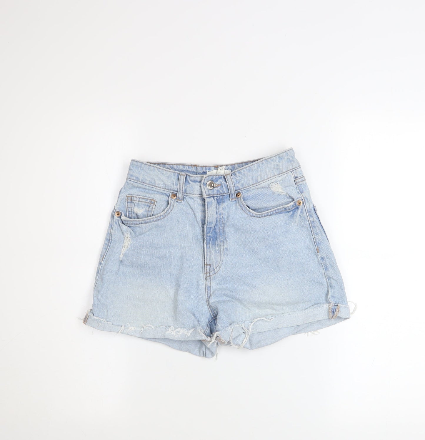 H&M Women Blue Size 8 High Rise Mom Denim Shorts