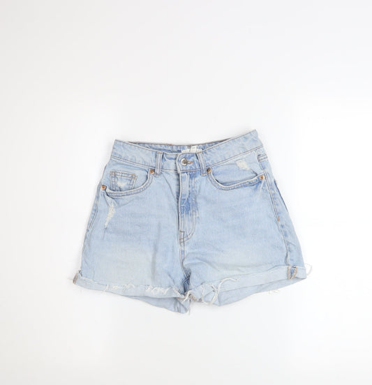 H&M Women Blue Size 8 High Rise Mom Denim Shorts