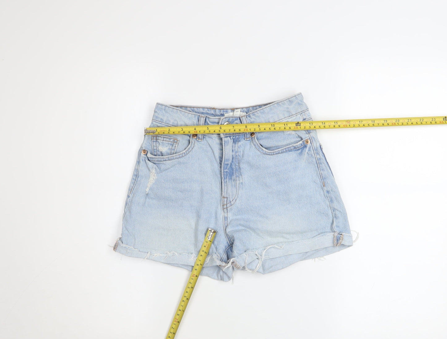 H&M Women Blue Size 8 High Rise Mom Denim Shorts