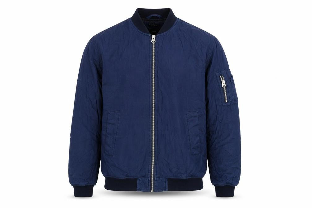 1975 Original Denim Men's Blue Cotton Bomber Jacket Size L