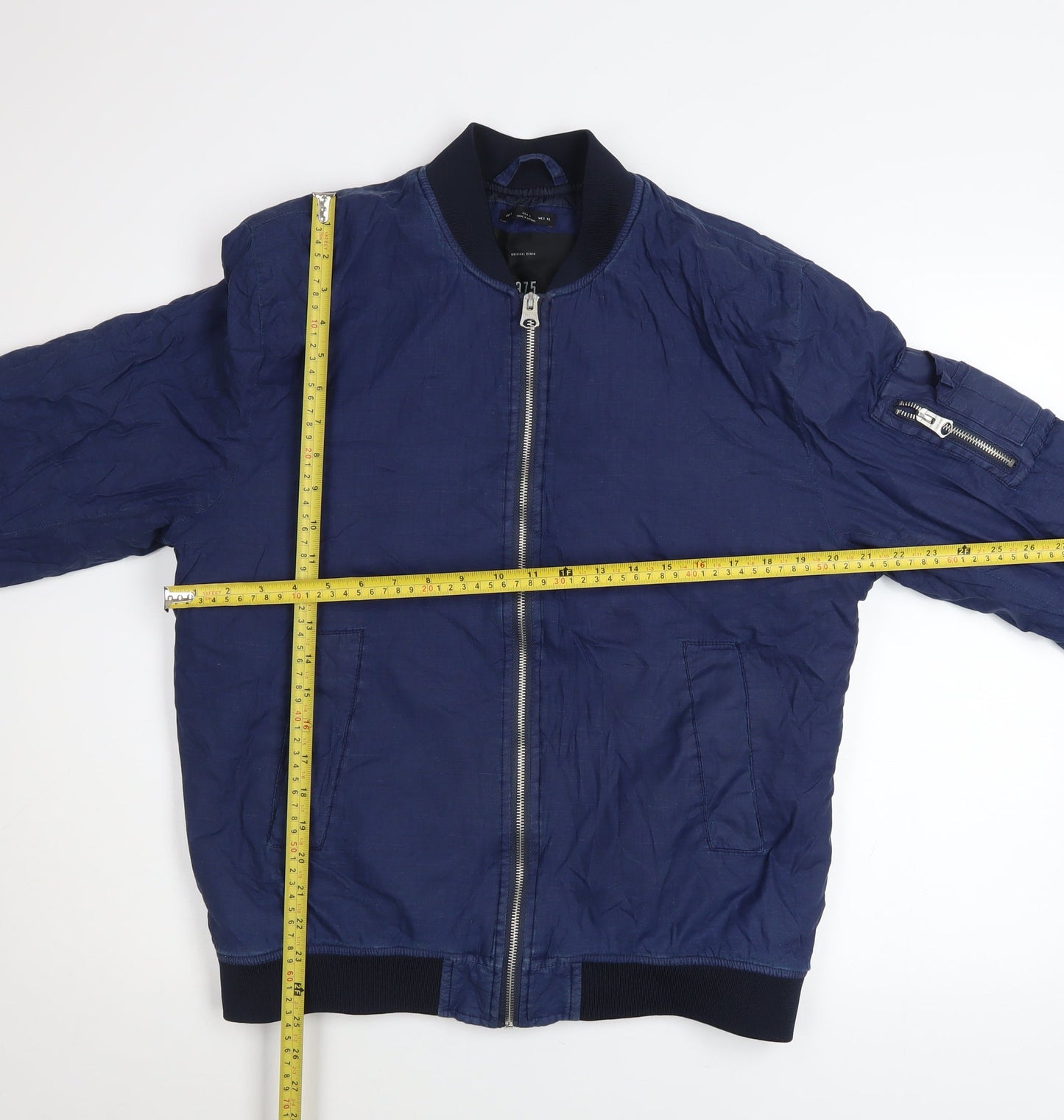 1975 Original Denim Men's Blue Cotton Bomber Jacket Size L