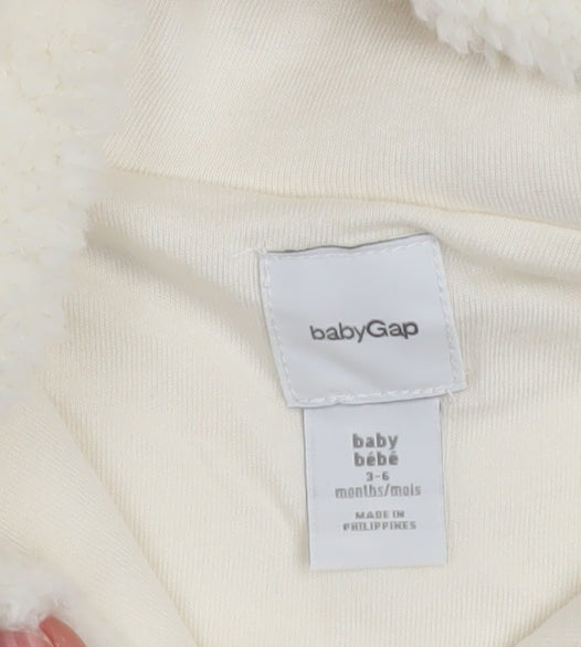 babyGap Unisex Ivory Fleece Hooded Button Coat 3-6 Months
