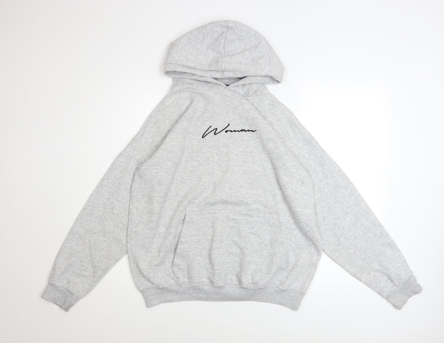 Boohoo Women Grey Hoodie UK 8 Pullover Cotton Blend Casual