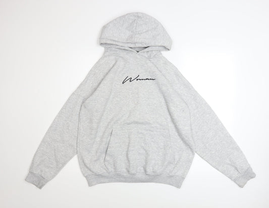 Boohoo Women Grey Hoodie UK 8 Pullover Cotton Blend Casual