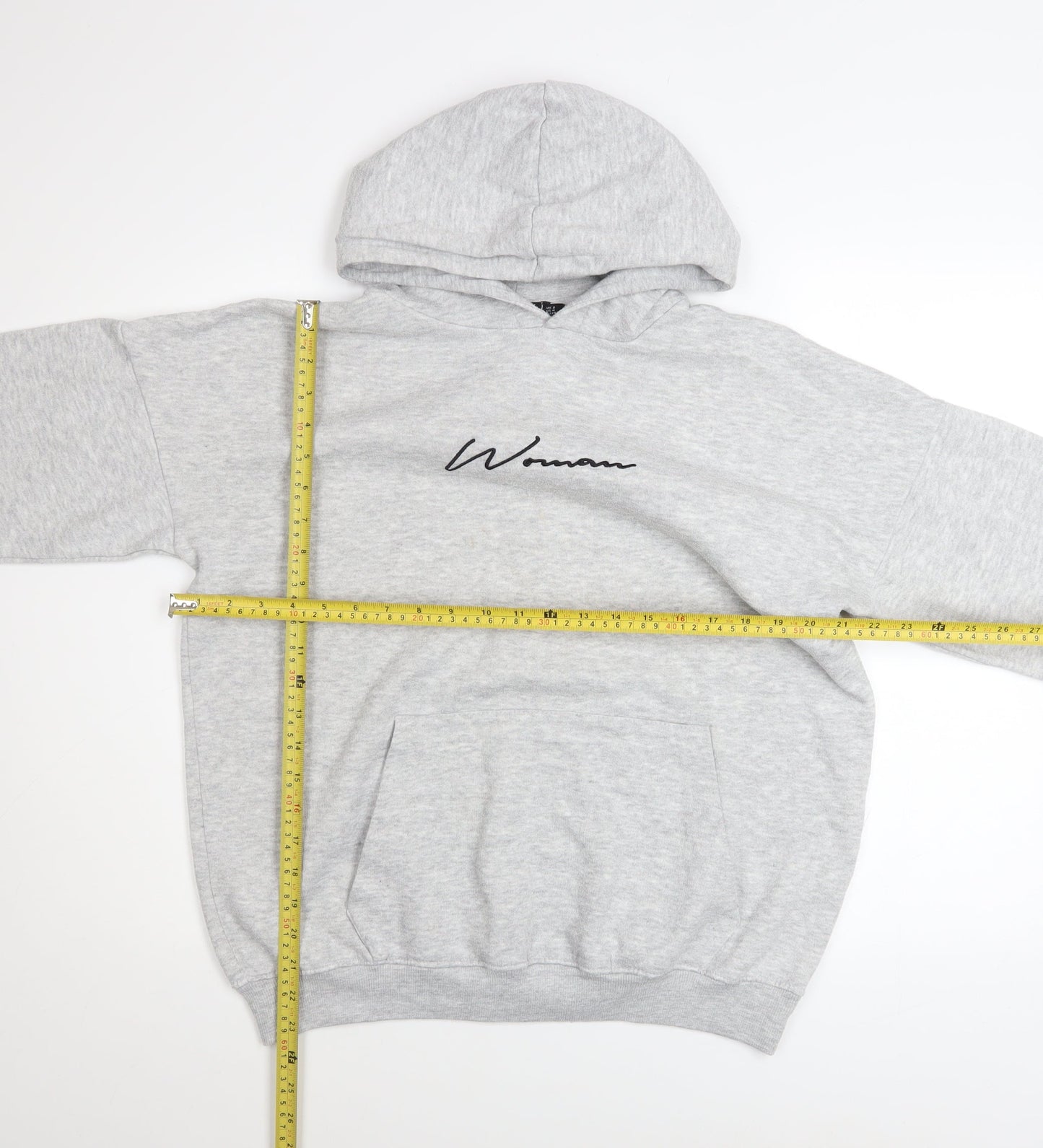 Boohoo Women Grey Hoodie UK 8 Pullover Cotton Blend Casual