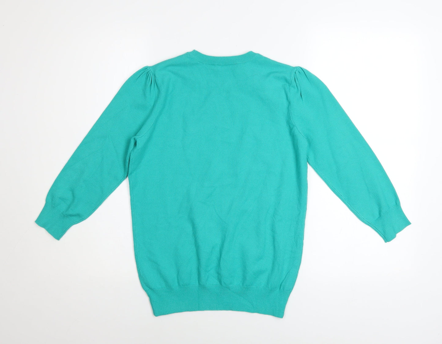 Savida Women’s Green Crew Neck Puff Sleeve Pullover Jumper Size 10