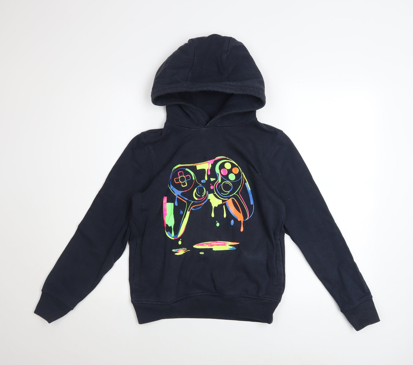 Next Boys Black Gaming Graphic Pullover Hoodie 11 Years Cotton Blend