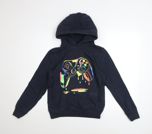 Next Boys Black Gaming Graphic Pullover Hoodie 11 Years Cotton Blend