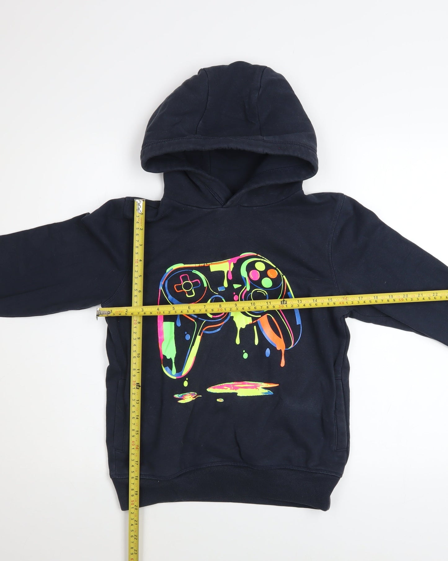 Next Boys Black Gaming Graphic Pullover Hoodie 11 Years Cotton Blend