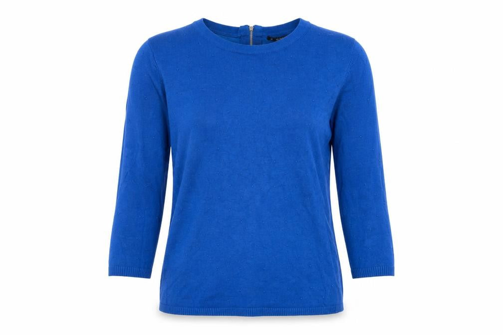 Dunnes Women’s Blue Crew Neck 3/4 Sleeve Knit Pullover Jumper Size S