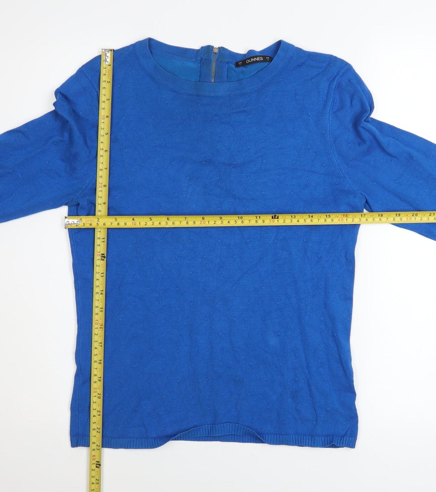 Dunnes Women’s Blue Crew Neck 3/4 Sleeve Knit Pullover Jumper Size S