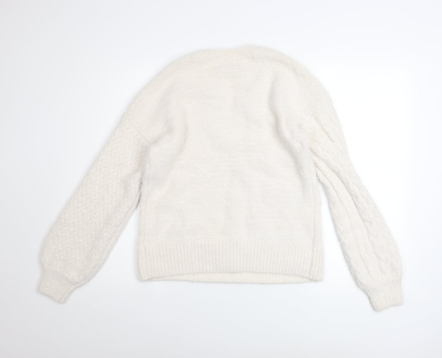 Gallery Women’s Ivory Cable Knit V-Neck Jumper Size S