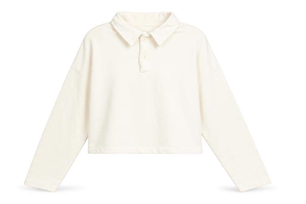 Pull&Bear Women's Ivory Henley Sweatshirt Medium Cotton Blend