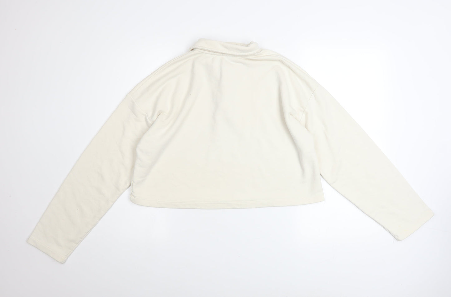 Pull & Bear Women's Ivory Henley Sweatshirt Medium Cotton Blend